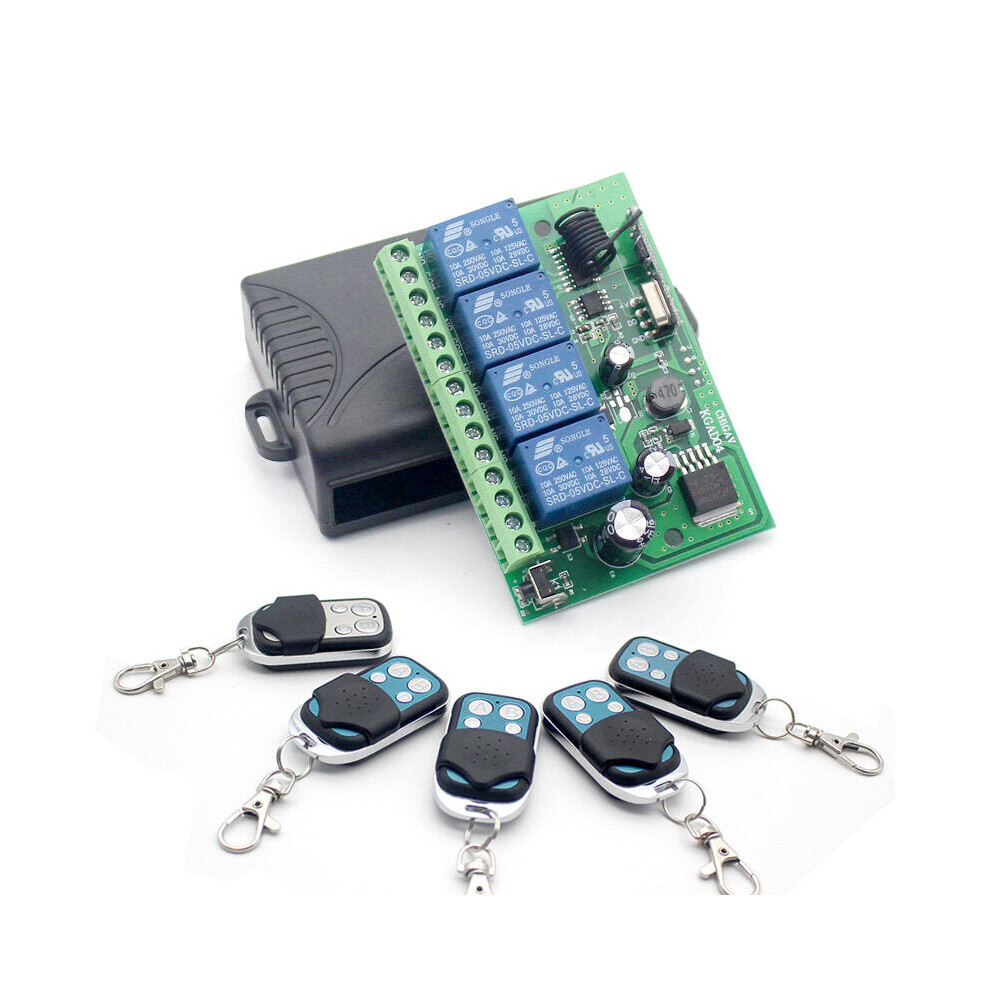 DC12V 433MHz 4CH Wireless RF Remote Control Switch Security System Garage Doors Gate Electronic Lock Key 4 Buttons Transmitter