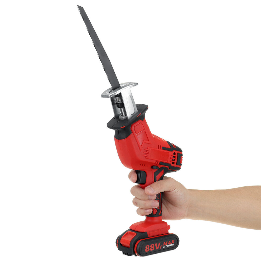 (Two Batteries, AU Plug) 88VF Cordless Electric Reciprocating Saw Outdoor Portable Woodworking Tool One Hand Saw