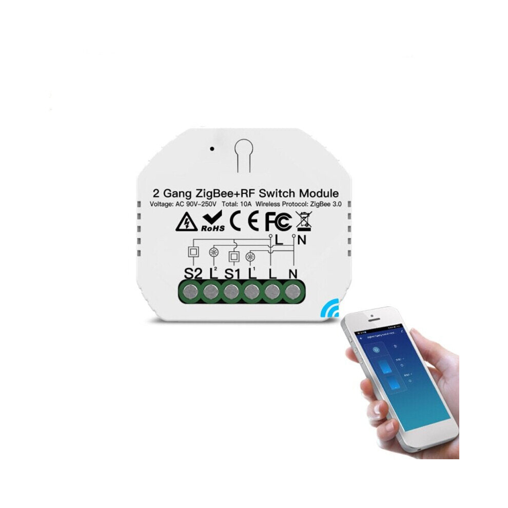 Smart Light Switch 2 Gang +RF Switch APP Remote Control Work with Alexa Google Home