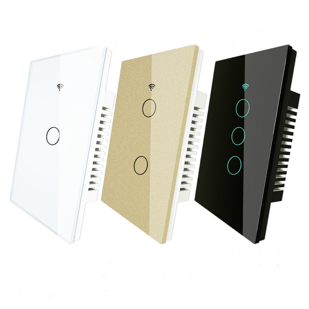 (White, 1CH) WiFi Smart Wall Touch Switch No Neutral Wire Needed 250V Smart Single Wire Wall Switch Work with Alexa Google Home