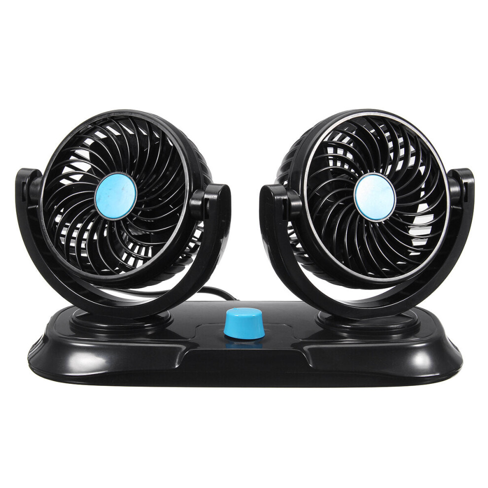 12V Adjustable Double 360 Degrees Mini Oscillating Fan Rotation Cooling Fan Air Conditioner Black 4250937712439