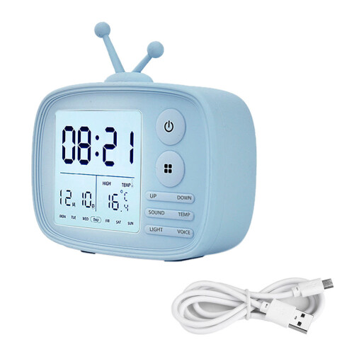 (Pink) DC 5V Digital Alarm Clock Temperature Display Cartoon Bedside Student Backlight 2