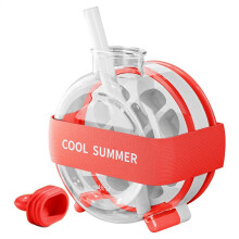 (Red) 2 in 1 Ice Maker Ice Tray Water Bottle Press Ice Bottle Summer Portable Ice Maker Kettle Reusable Food Grade Ice Maker Gadget