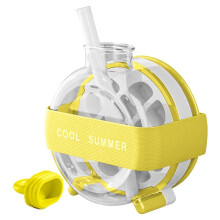 (Yellow) 2 in 1 Ice Maker Ice Tray Water Bottle Press Ice Bottle Summer Portable Ice Maker Kettle Reusable Food Grade Ice Maker Gadget