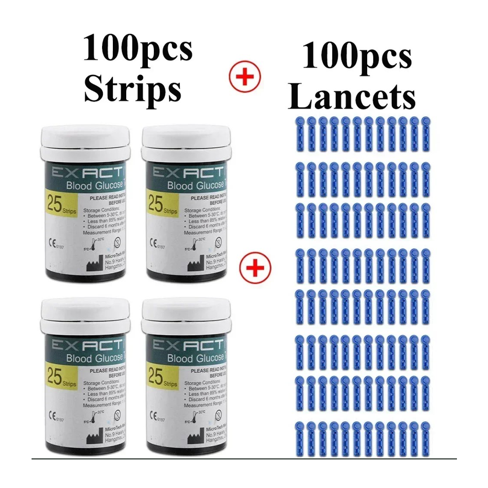 Goplushtoy (Only 100X Test Strips + 100X Lancets) Exactive Eq Impulse Blood Glucose Monitor Meter Test Strips Lancets
