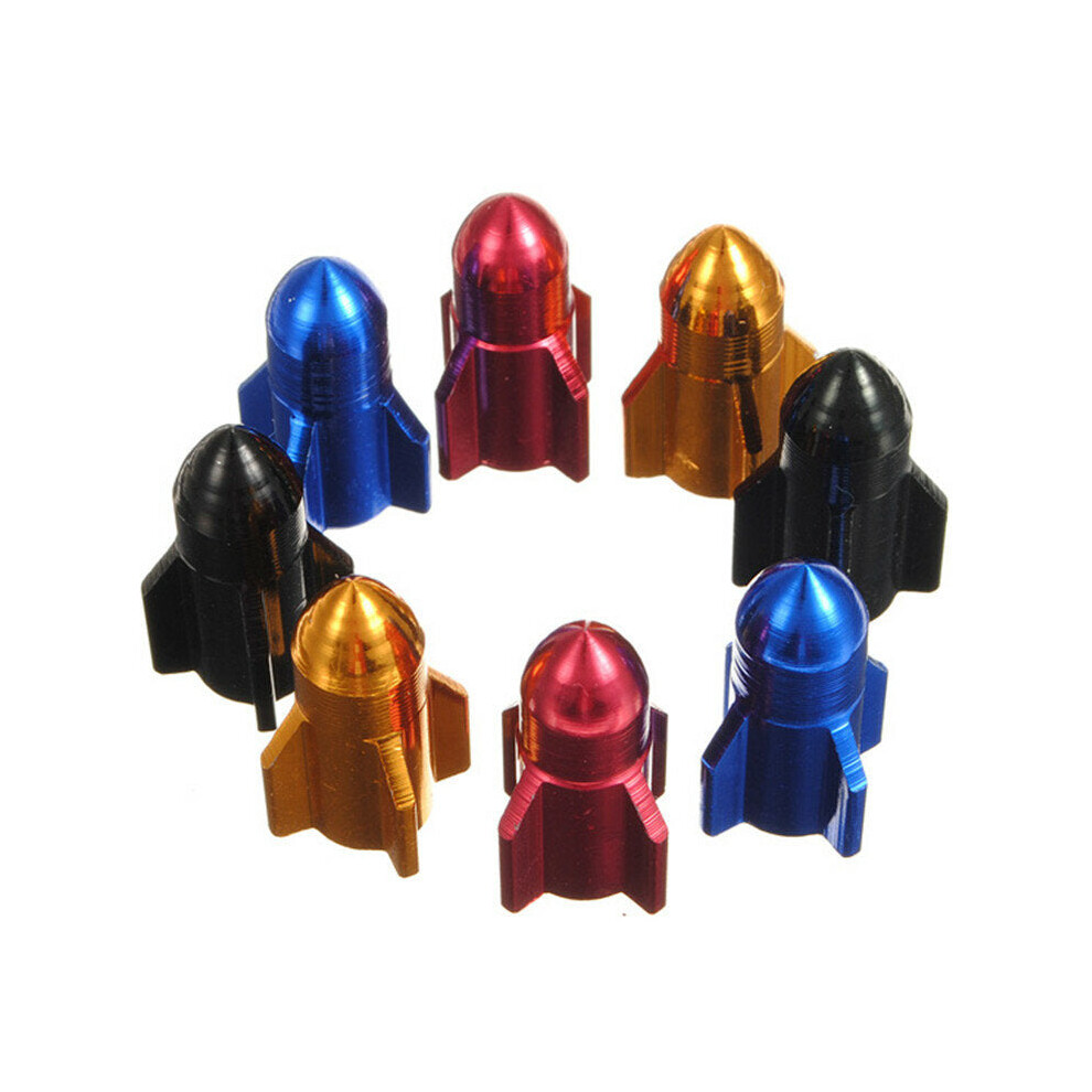 Bike Bicycle Durable Aluminum Alloy Rocket Shaped Valve Stem Caps