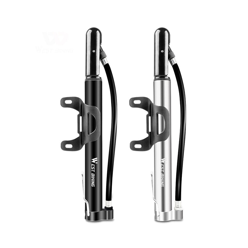 (Silver) Bicycle Foot Pump Aluminum Alloy 120PSI Cycling Tire Air Inflator Portable Pump MTB Mountain Bike Accessories AV/FV
