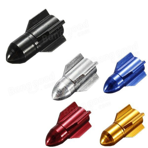 (Silver) Rocket Shaped Bicycle Wheel Tire Air Valve Caps Cover 1