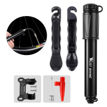 (Grey) Bicycle Tire Repair Tools Kit Riding Equipment with Cycling Schrader/Presta Tyre Pump Patch Lever Needle