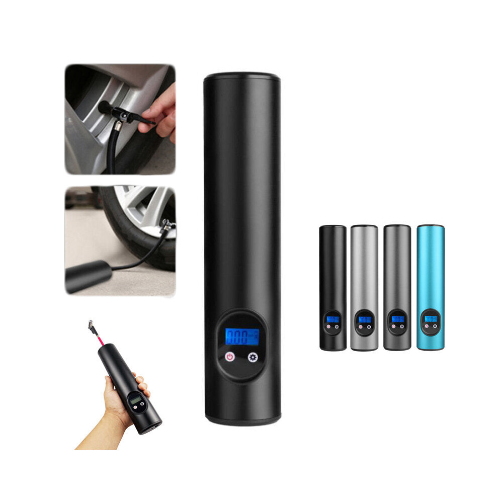 (Black) Portable Mini Inflator Air Compressor With Built-in Flashlight Smart Wireless Air Tyre Pump for Bicycle Motorcycle Portable Tire Inflator