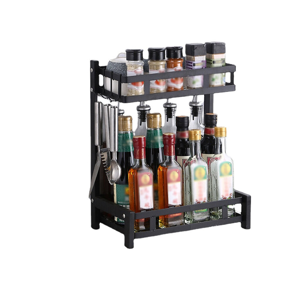 2 Tiers Kitchen Storage Organizer Spice Rack Herb Jars Stand Sauce Bottle Rack Holder