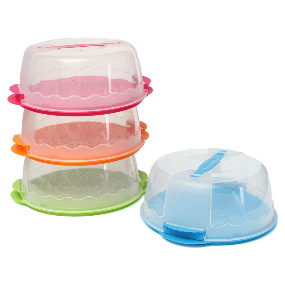 (Green) Portable Locking Cake Caddy Pretension Tub Cupcake Carrier Kitchen Storage Container