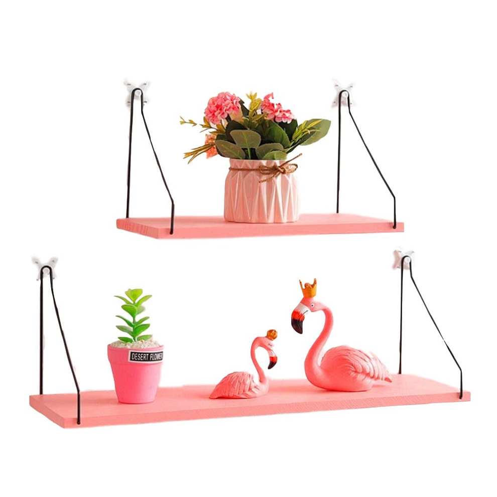 (S) Pink Household Wooden Hanging Holder Wall Mount Rack Creative Home Hooks