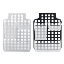 (White) Plastic 3 Compartments Kitchen Spoon Chopsticks Storage Holder Baskets Cage Organizer