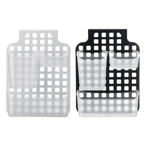 (White) Plastic 3 Compartments Kitchen Spoon Chopsticks Storage Holder Baskets Cage Organizer