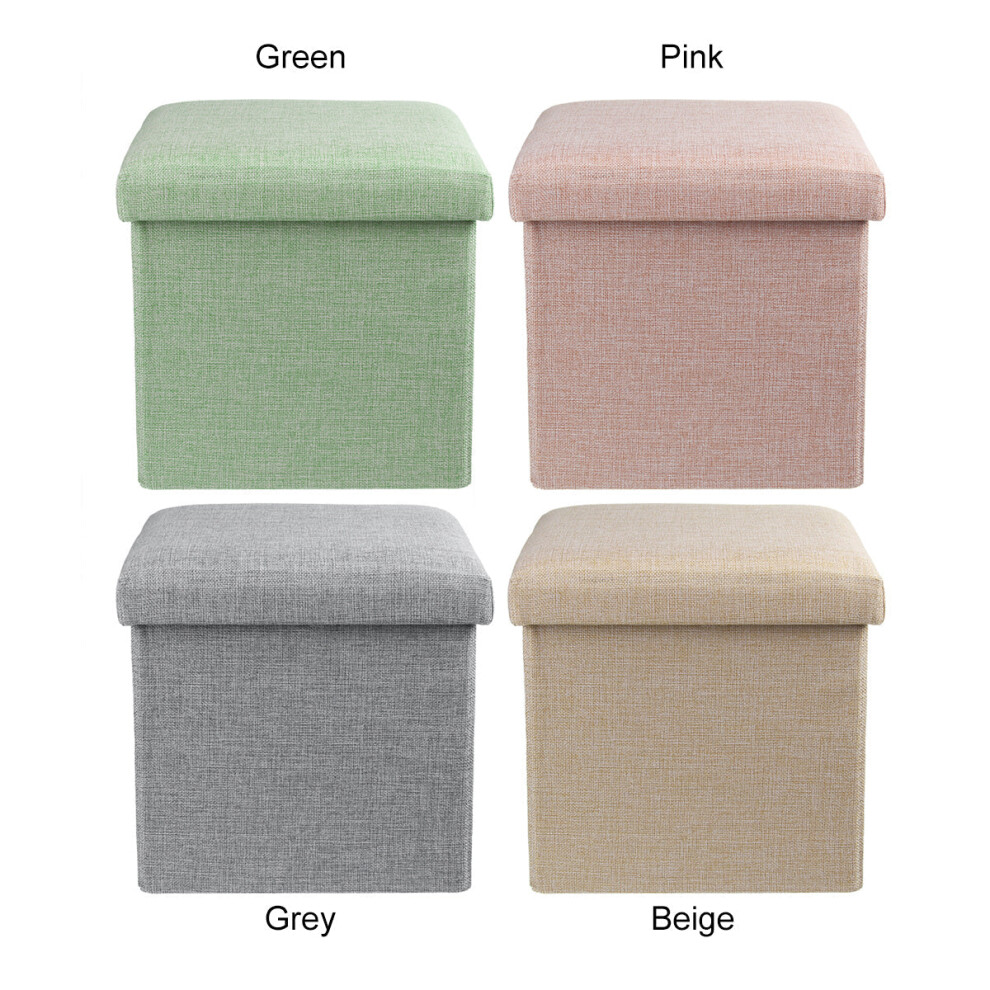 (Green) Multifunctional Foldable Cotton Storage Stool Bench Box Small Sofa Minimalist Artistic Style Kid Chair Foot Stool