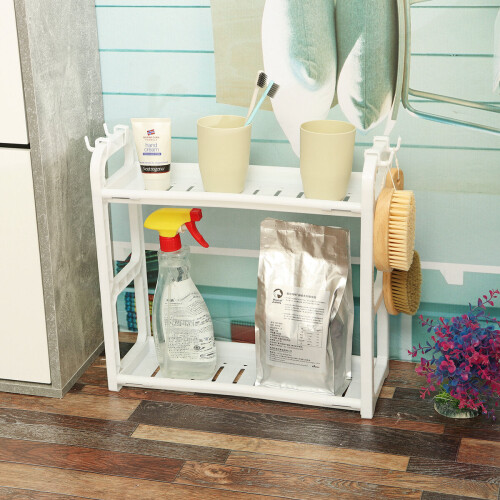 (Grey) Multifunctional Dtorage Rack Creative Kitchen Dtorage Rack Kitchen Utensils Rack with Guardrail 2