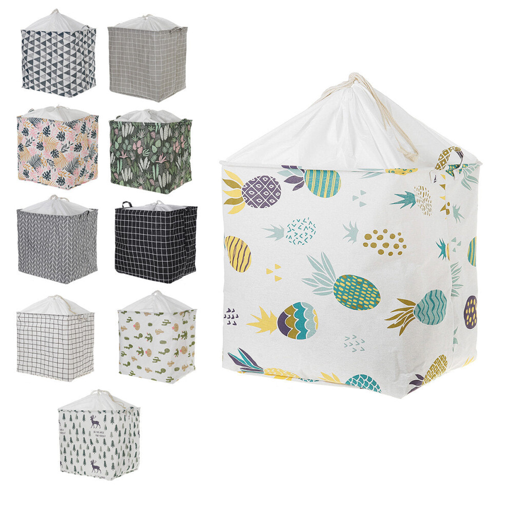 (Leaves) Large Folding Laundry Basket With Lid Toy Storage Baskets Bin For Kids Dog Toys Clothes Organizer