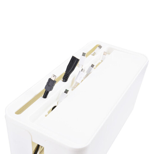 (White) Cable Storage Box Case Wire Management Power Plug Cord Socket Safety Desktop Organizer 2