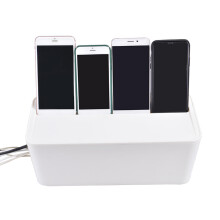 (White) Cable Storage Box Case Wire Management Power Plug Cord Socket Safety Desktop Organizer