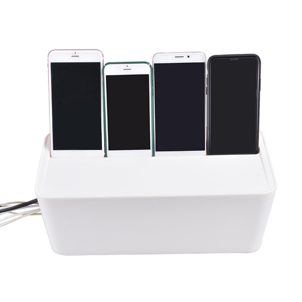 (White) Cable Storage Box Case Wire Management Power Plug Cord Socket Safety Desktop Organizer 4250937503525