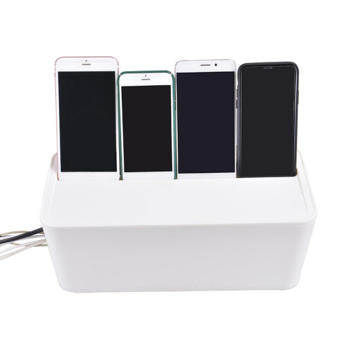 (White) Cable Storage Box Case Wire Management Power Plug Cord Socket Safety Desktop Organizer 1