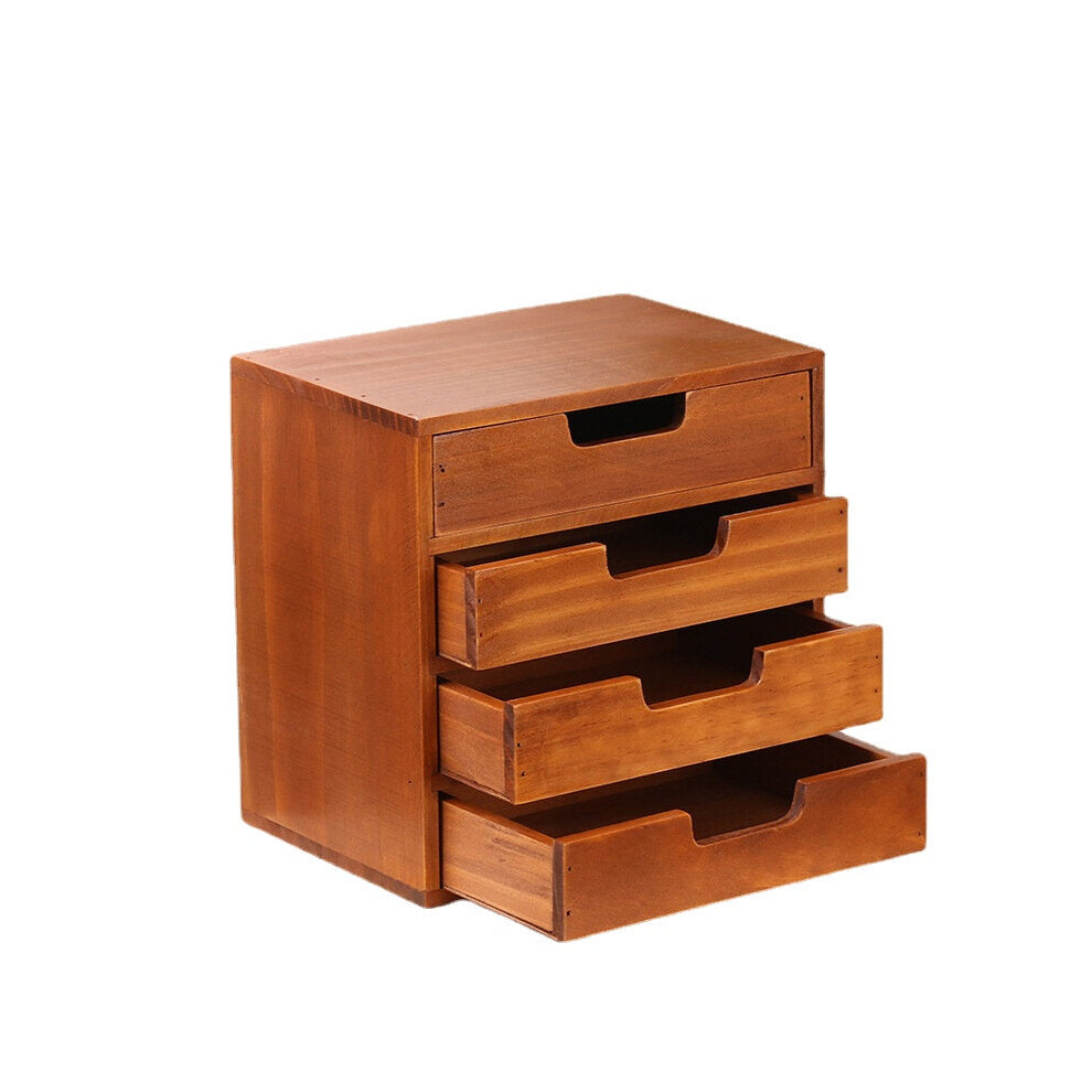 (One Layer) 4 Layer Small Desktop Wooden Storage Box with Drawers Desk Organizer Vintage French Design Table Storage Organizer