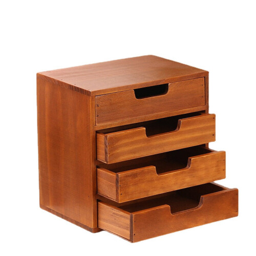 (Two Layers) 4 Layer Small Desktop Wooden Storage Box with Drawers Desk ...