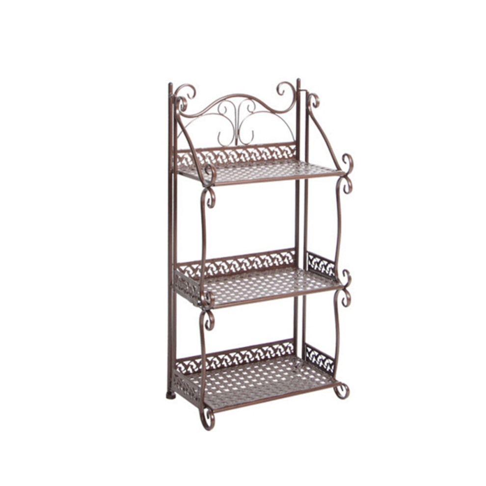 (Black) 3 Layers Storage Rack Iron Art Shelf Multi Functional Kitchen Bathroom Corner Storage Rack for Home Decor Rack
