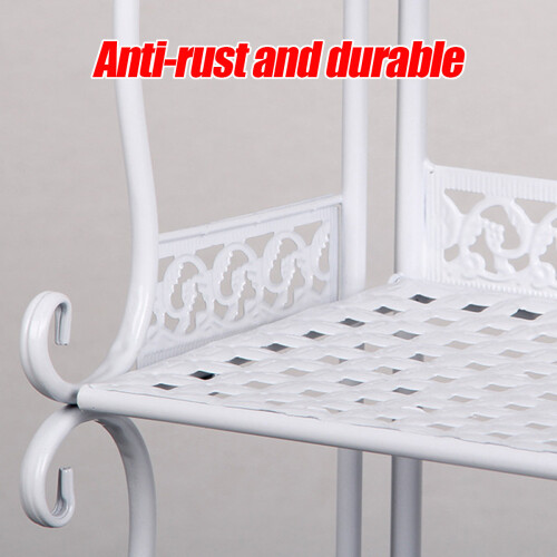 (White) 3 Layers Storage Rack Iron Art Shelf Multi Functional Kitchen Bathroom Corner Storage Rack for Home Decor Rack 2