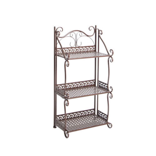 (White) 3 Layers Storage Rack Iron Art Shelf Multi Functional Kitchen Bathroom Corner Storage Rack for Home Decor Rack