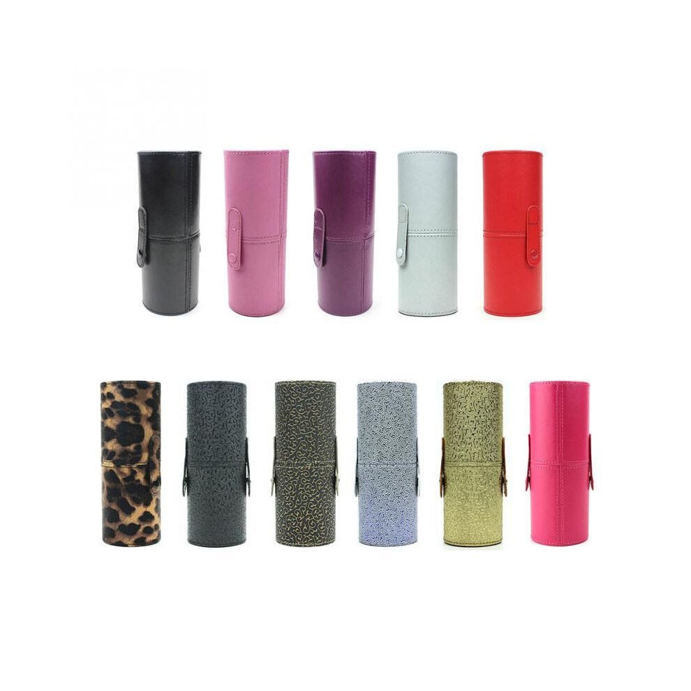 (Leopard Print) Professional Empty PU Leather Makeup Brush Holder Makeup Brush Set Bag
