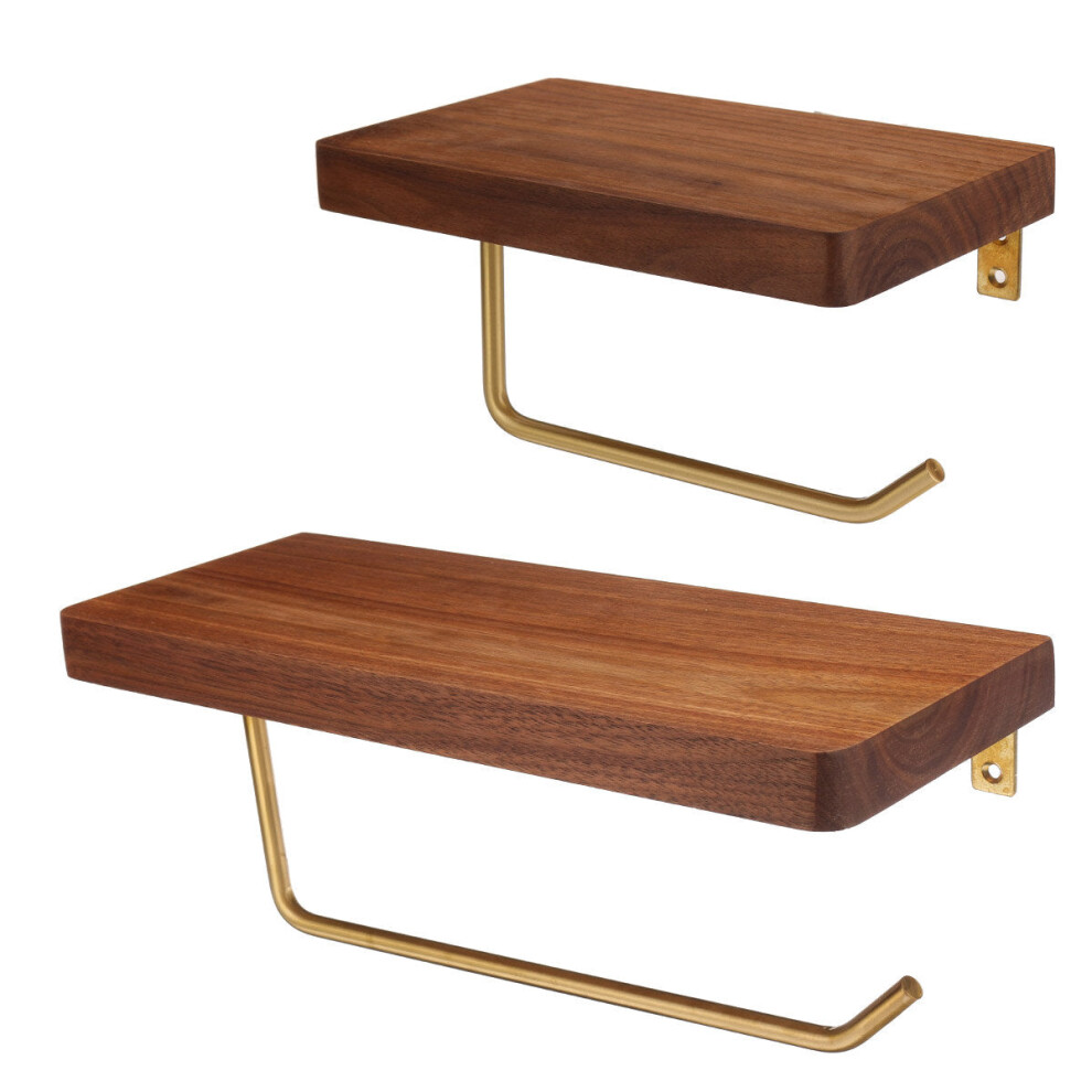 (20cm) Toilet Roll Paper Holder Towel Metal Wooden Phone Storage Rack Hanging Shelf Paper Tissue Holder