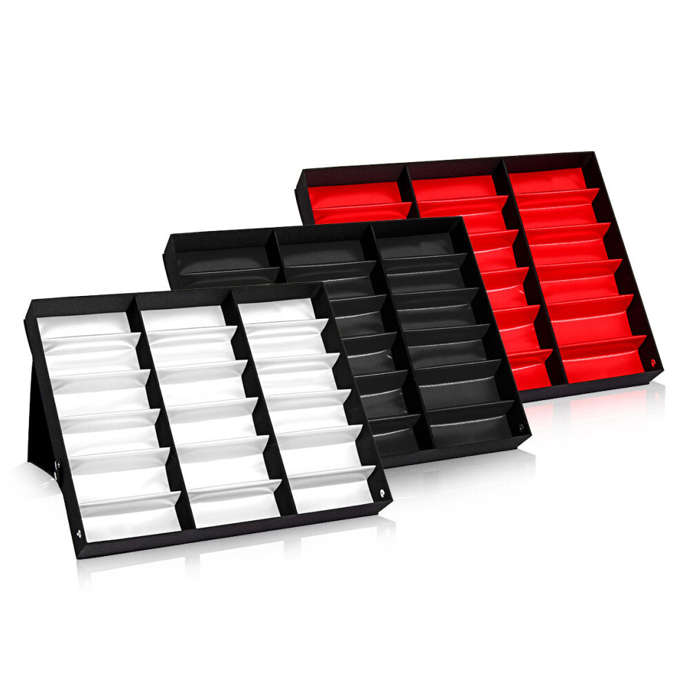 (White) 18 Grids Eyeglass Sunglasses Glasses Storage Display Box Grid Stand Case Box Holder