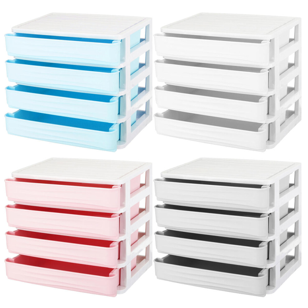 (Pink) 1/2/3/4 Tiers Multilayer Drawer Type Makeup Box Cosmetic Makeup Box Desktop Organizer Storage Box Display Box