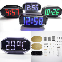 (White) DIY Black Mirror LED Matrix Desktop Alarm Clock Kit