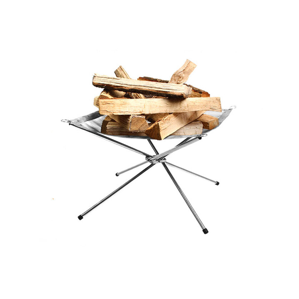 Folding Camp Stove Fire Frame Stand Wood Burning Grill Stainless Steel Rack Heater