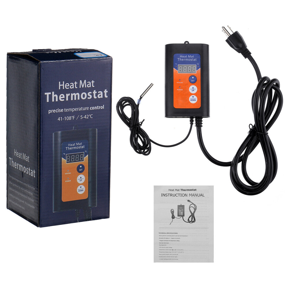 Digital Heat Mat Thermostat Controller for Seed Germination Reptiles and Brewing Breeding Incubation Greenhouse