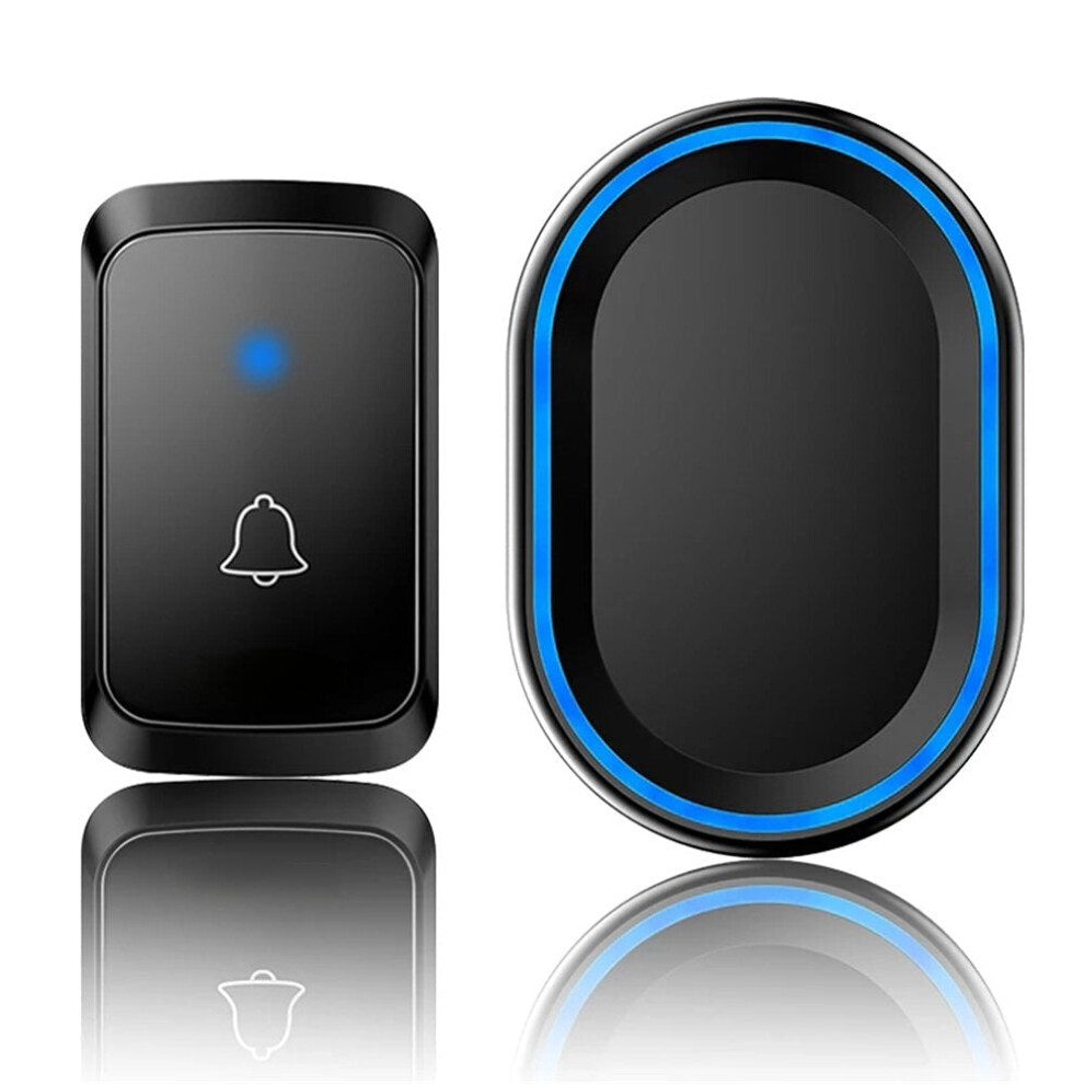 (Black, Eu Plug) Wireless Doorbell 300M Remote Waterproof Door Ring Bell 60 Chimes 5 Volume 0-110Db Us Eu Plug Door Bell 6112211878591
