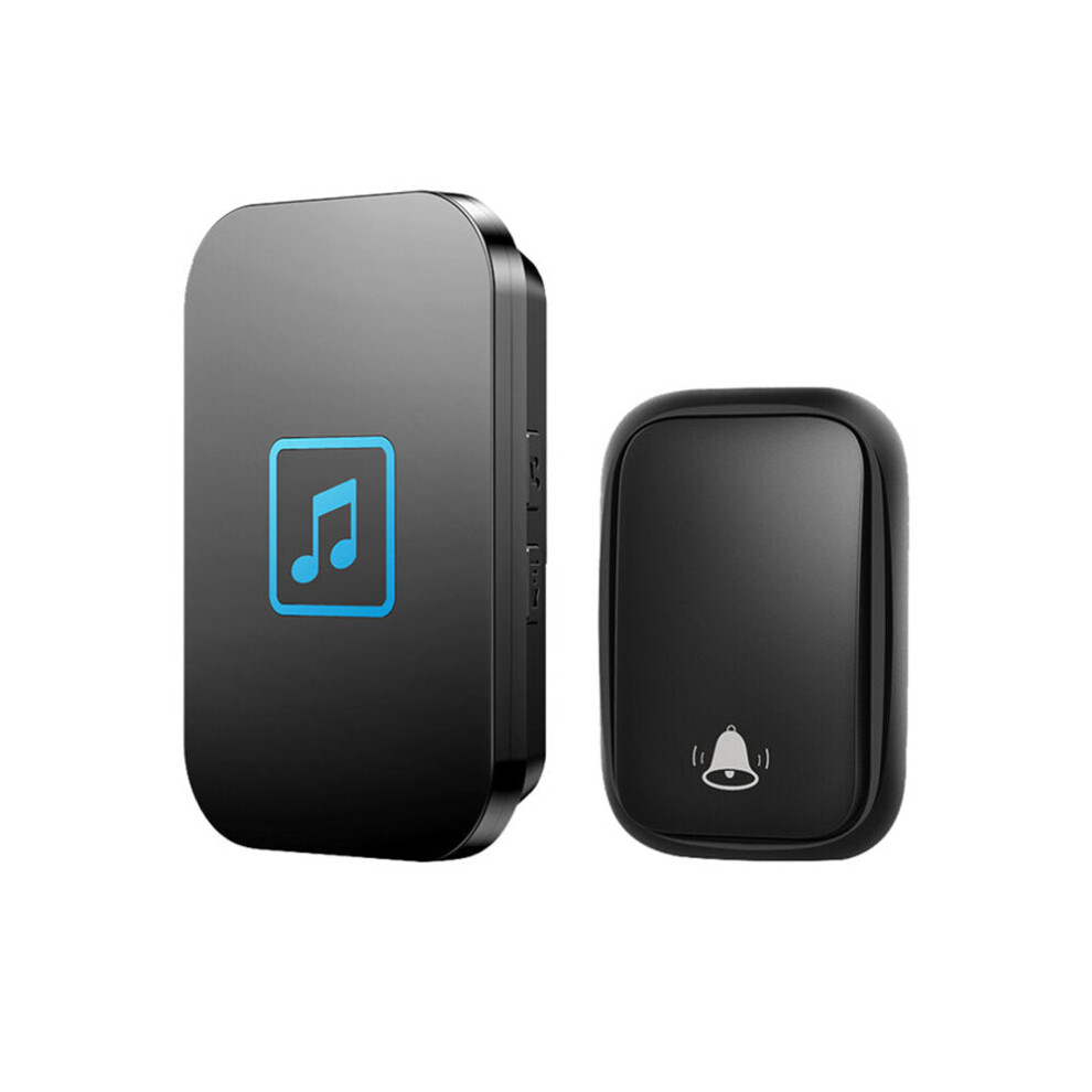 (Black, EU Plug) Self-powered Wireless Doorbell 150M Remote No Battery Required 3 Button 1 2 3 Receiver Home Call Ring Bell