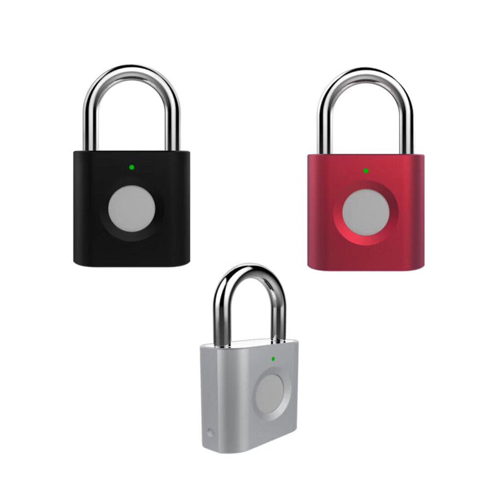 (Black) Smart Door Lock Keyless Usb Rechargeable Intelligent Fingerprint Padlock 6112211878966