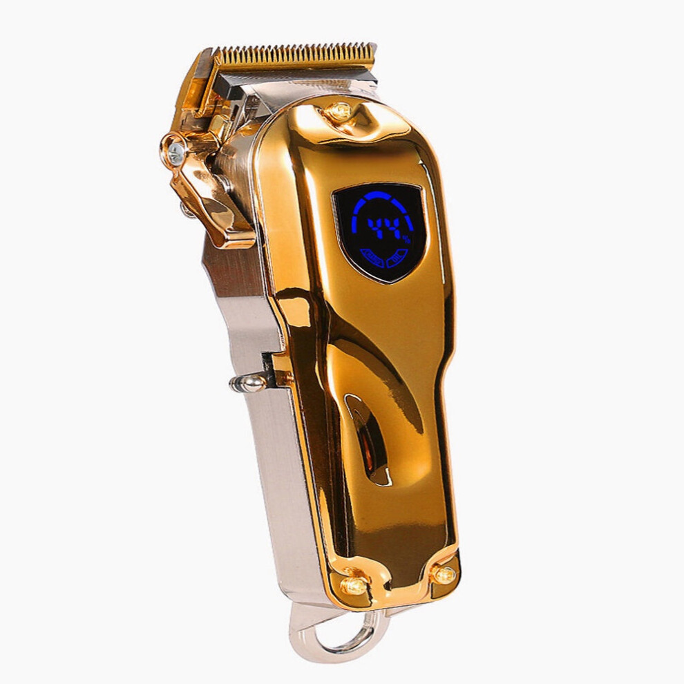 (Silver) All Metal Retro Oil Head Electric Cordless Trimmer Wireless Portable Hair Clipper
