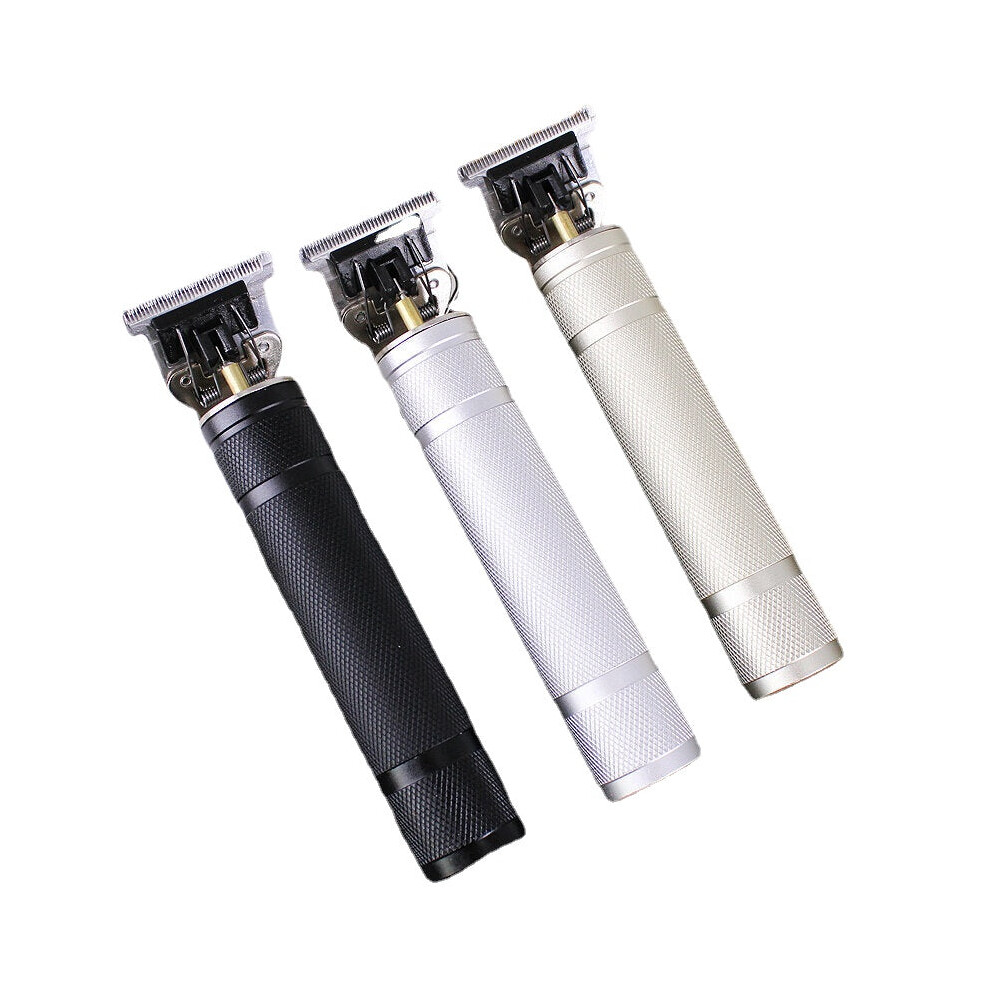 (Sliver) Carving Push White Small Fader Oil Head Electric Clipper Rechargeable Electric Hair Clipper