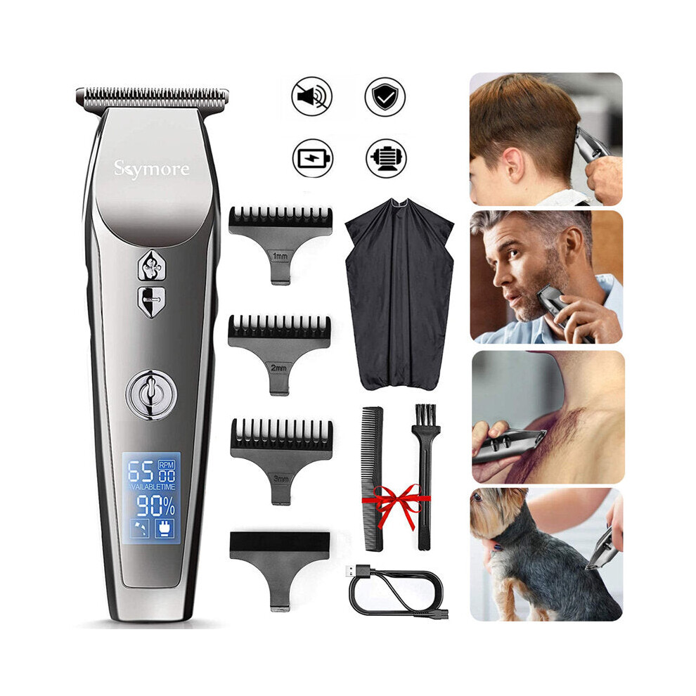 3-in-1 Mens Electric Hair Clipper LCD Digital Display Shavers Trimmers Beard Combs Set USB Charging Haircut Machine