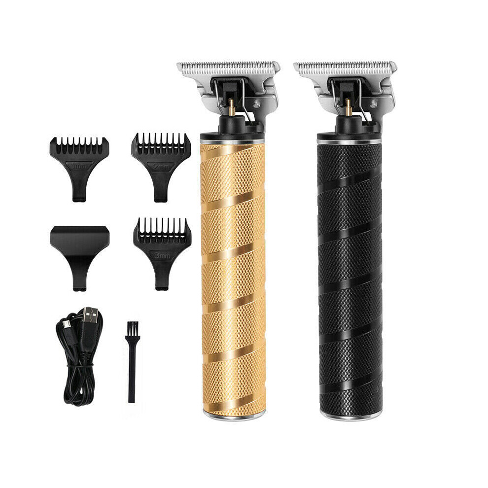 (Black) Men Portable Electric Cordless Hair Trimmer T-outliner Hair Clipper Set Barber Cutter