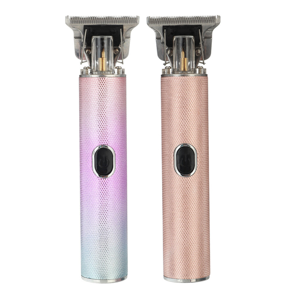 (Pink) USB Charging Retro Hanging Carving Electric Clipper Wireless Portable Touch Switch Hair Clipper Gradient Color One-key Operation Hair Clipper