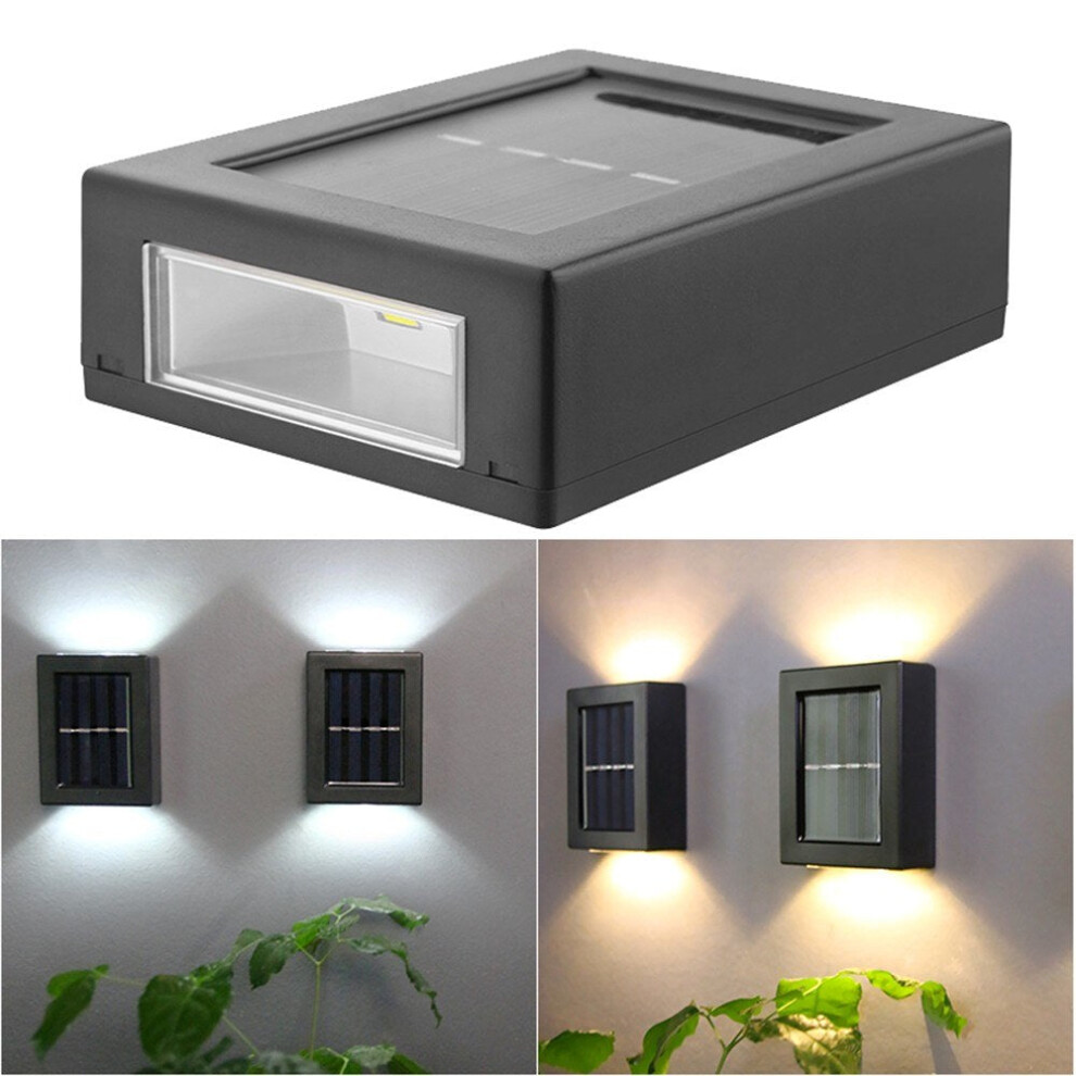 (warm light) Solar Wall Lamp Outdoor Waterproof Led Illuminated Light Yard Garden Street Stair Lighting Lamp Pack 2