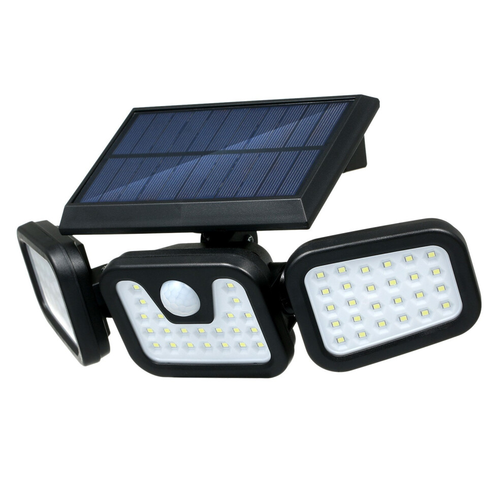 Solar Powered Wall Light PIR Motion Sensor 3 Lighting Modes Foldable 3 Heads Flood Lamp