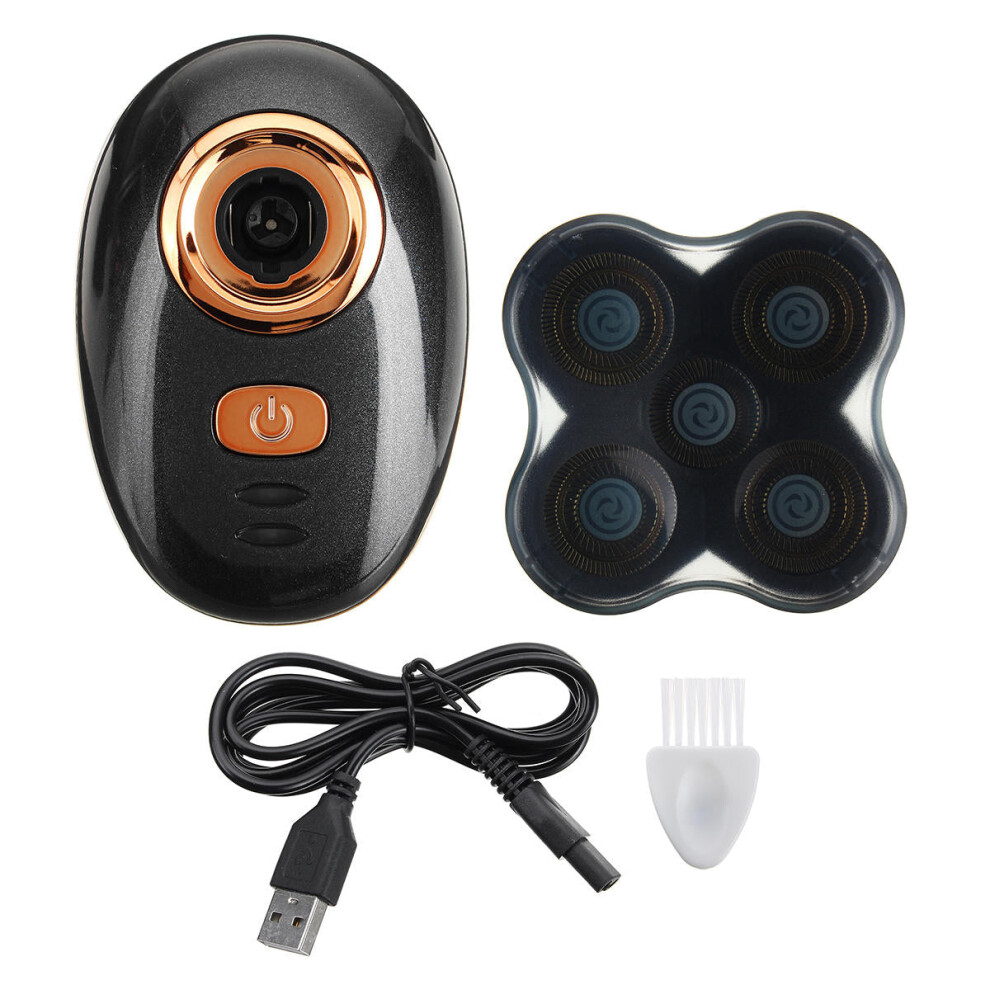 (White) USB Rechargeable Mens Hair Trimmer Clipper Wet & Dry 5 Heads Electric Shaver Waterproof Bald Razor