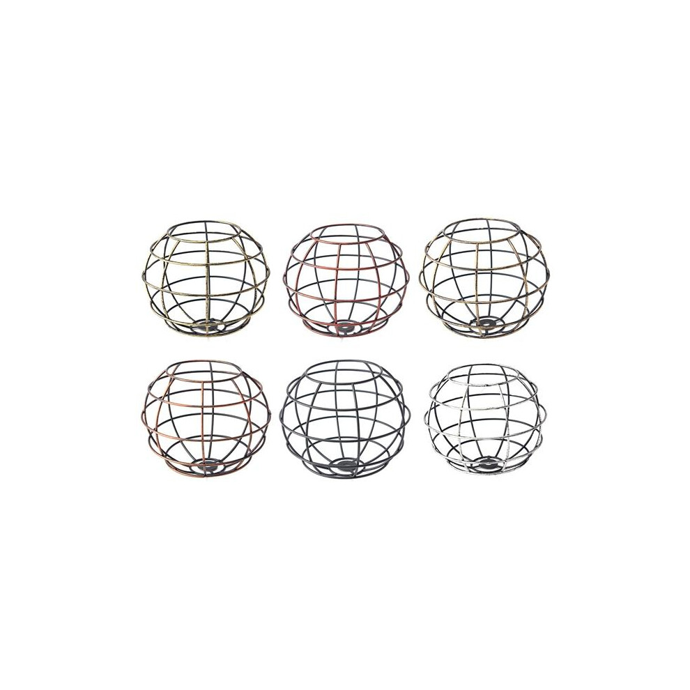 (Rusty) Iron Vintage Ceiling Light Fitting Lamp Bulb Sphere Shape Cage Bar Cafe Lampshade